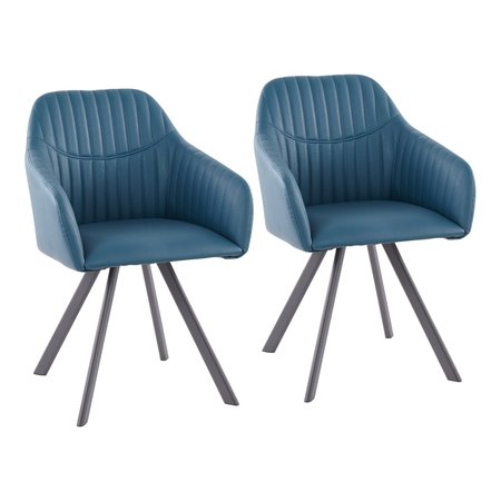 LUMISOURCE Clubhouse Pleated Chair - Set of 2 PR CH-CLBP BK+DTL2